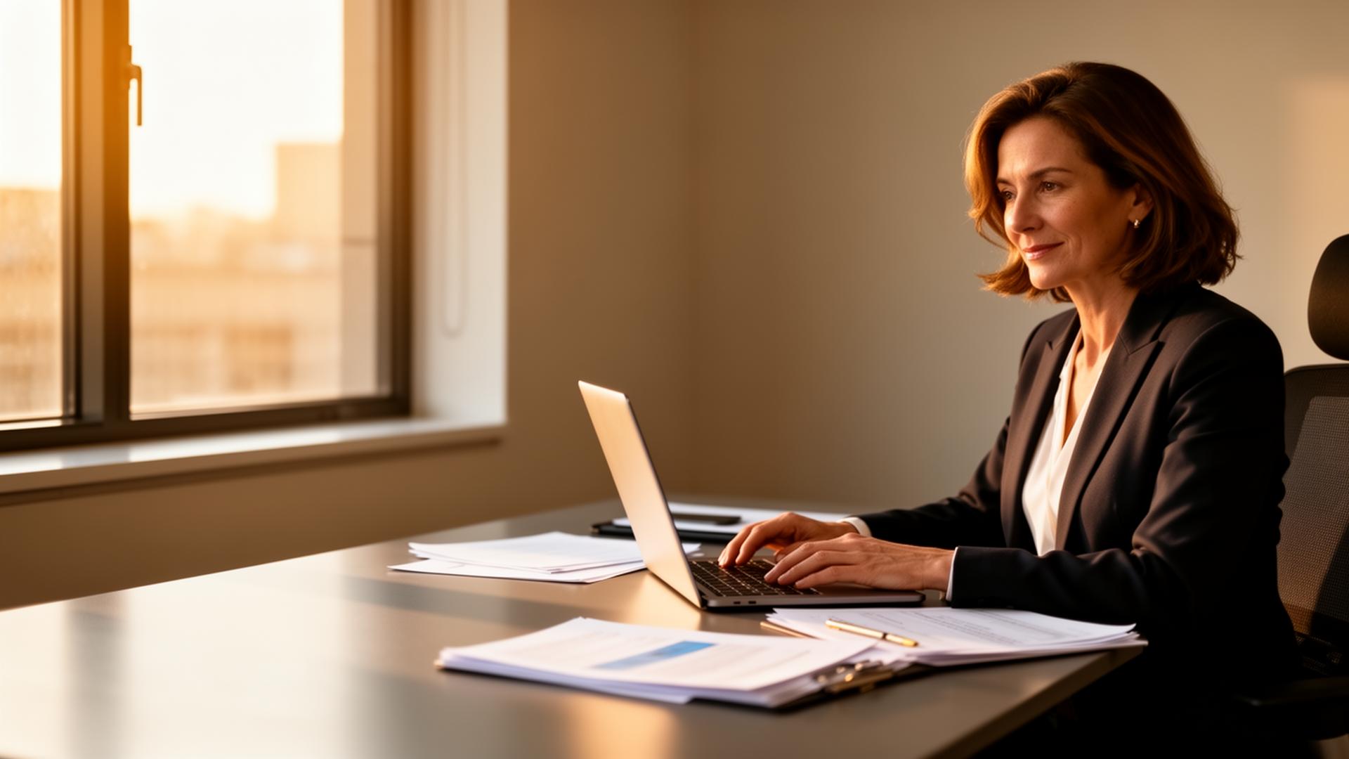 Individual professional working at desk