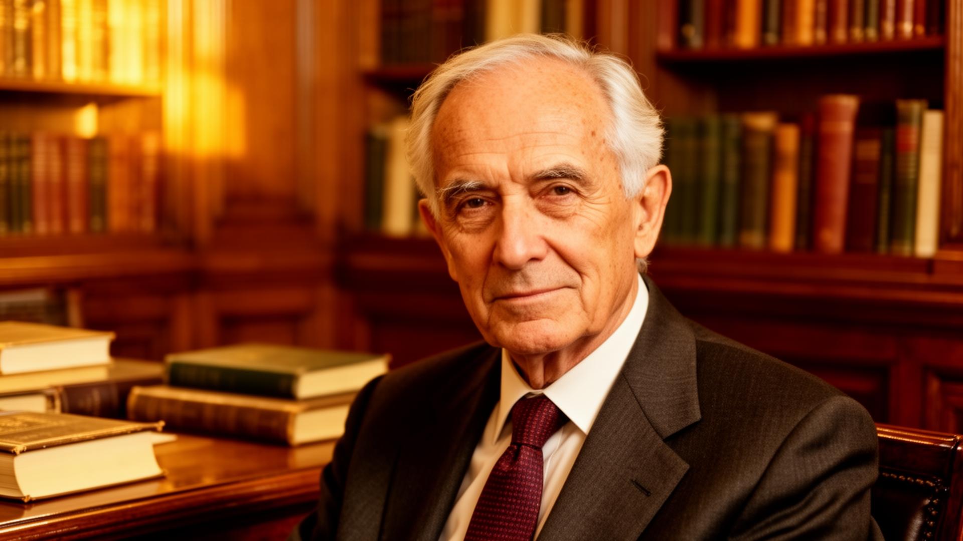 Distinguished expert in a scholarly library
